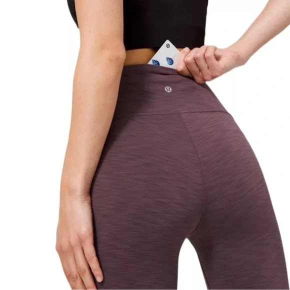 Lululemon POWER WITHIN SUPER HIGH-RISE PANT 28"Heathered Black CurrantSize: 8 - Picture 2 of 4